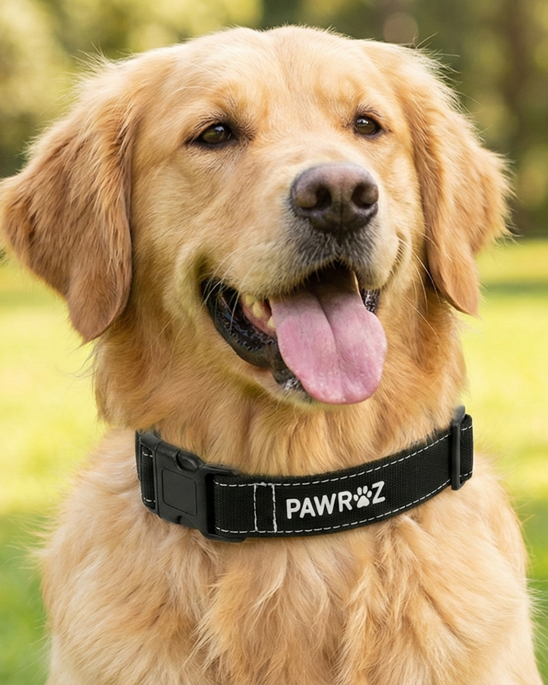 3D Black Canvas White-Stitch collar and Leash