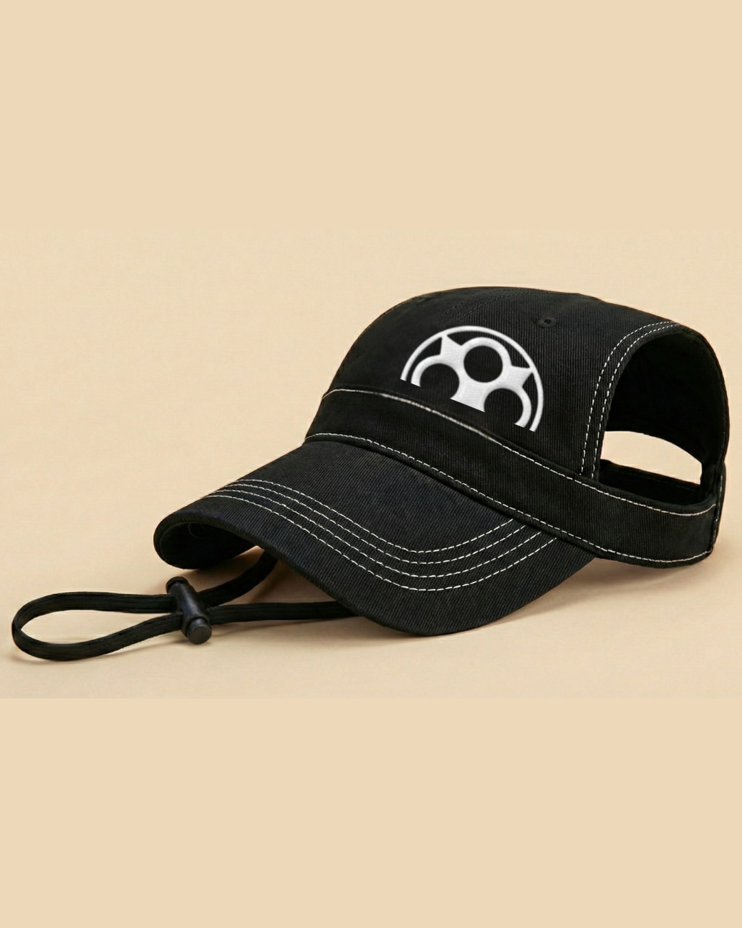 Black Contrast Stripe Dog Cap