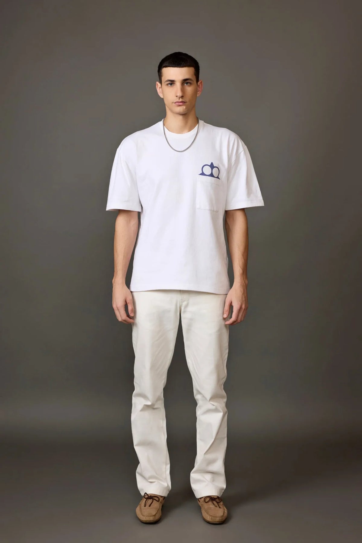 White Oversized Half Logo T-shirt