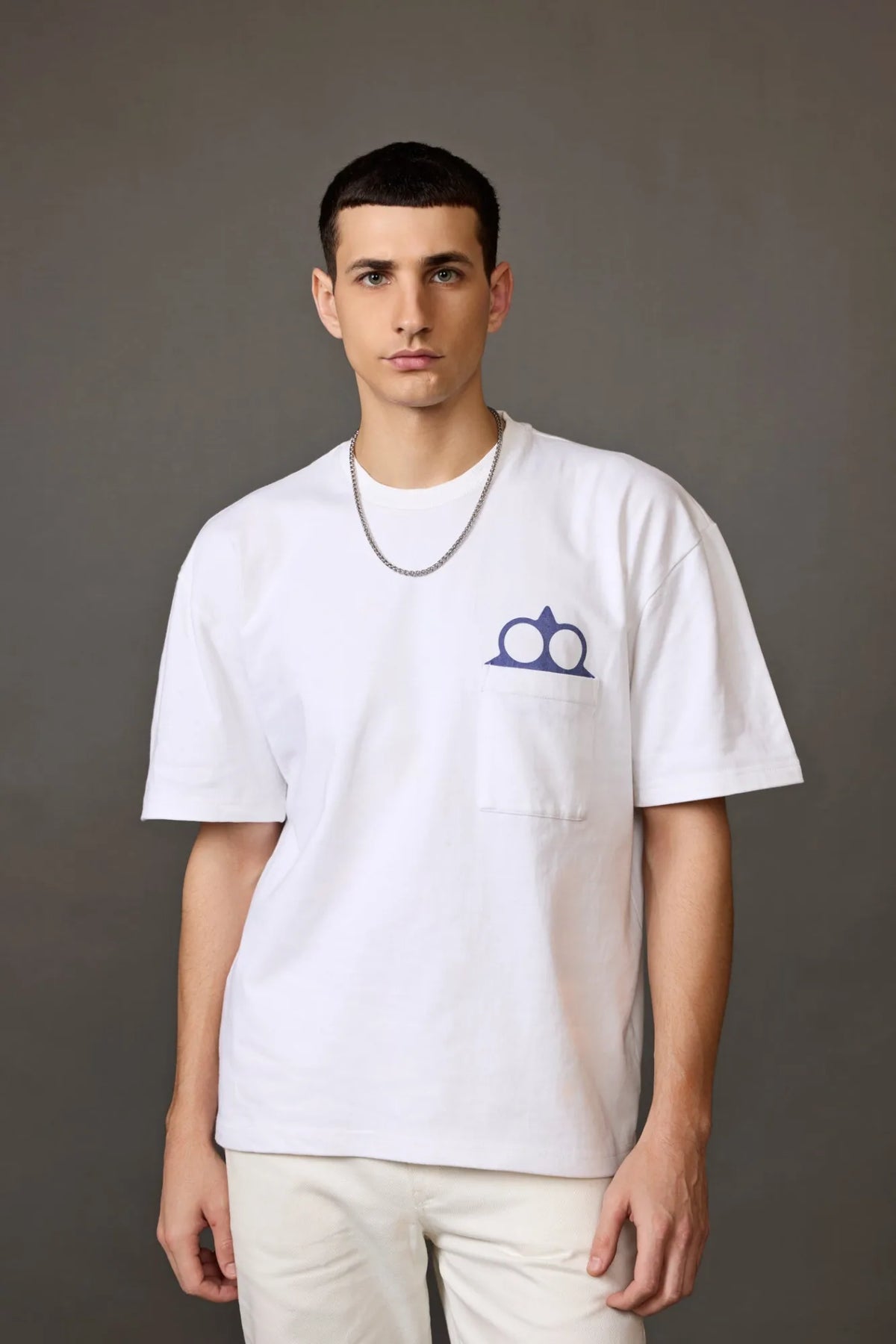White Oversized Half Logo T-shirt