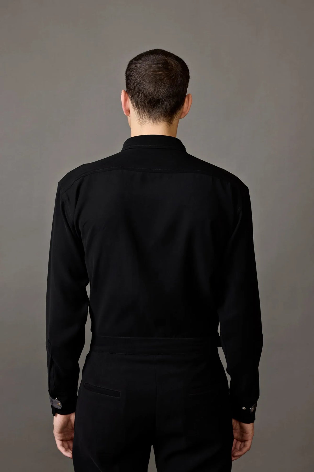 Classic Black Shirt with Collar Details