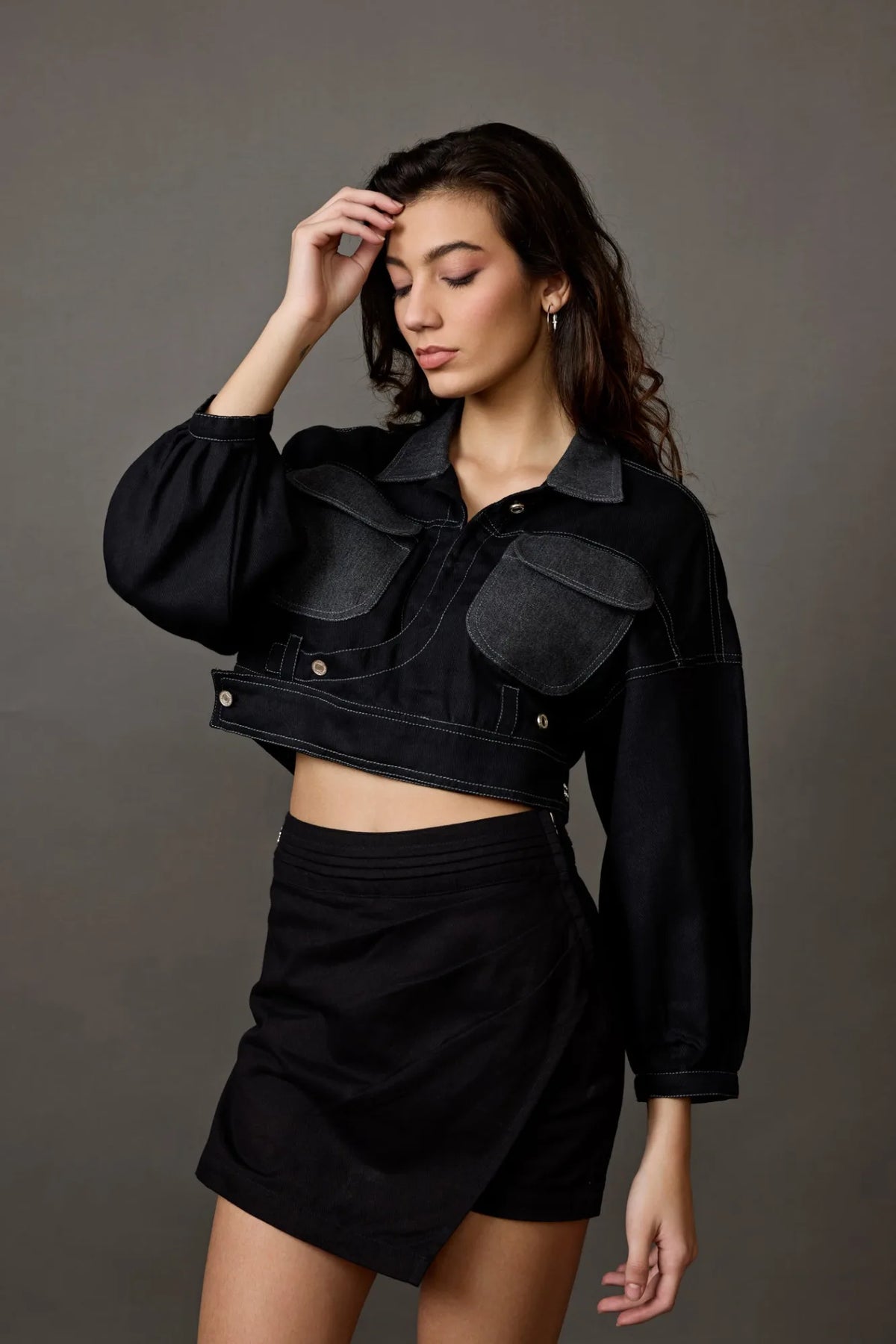 Black Denim Skort