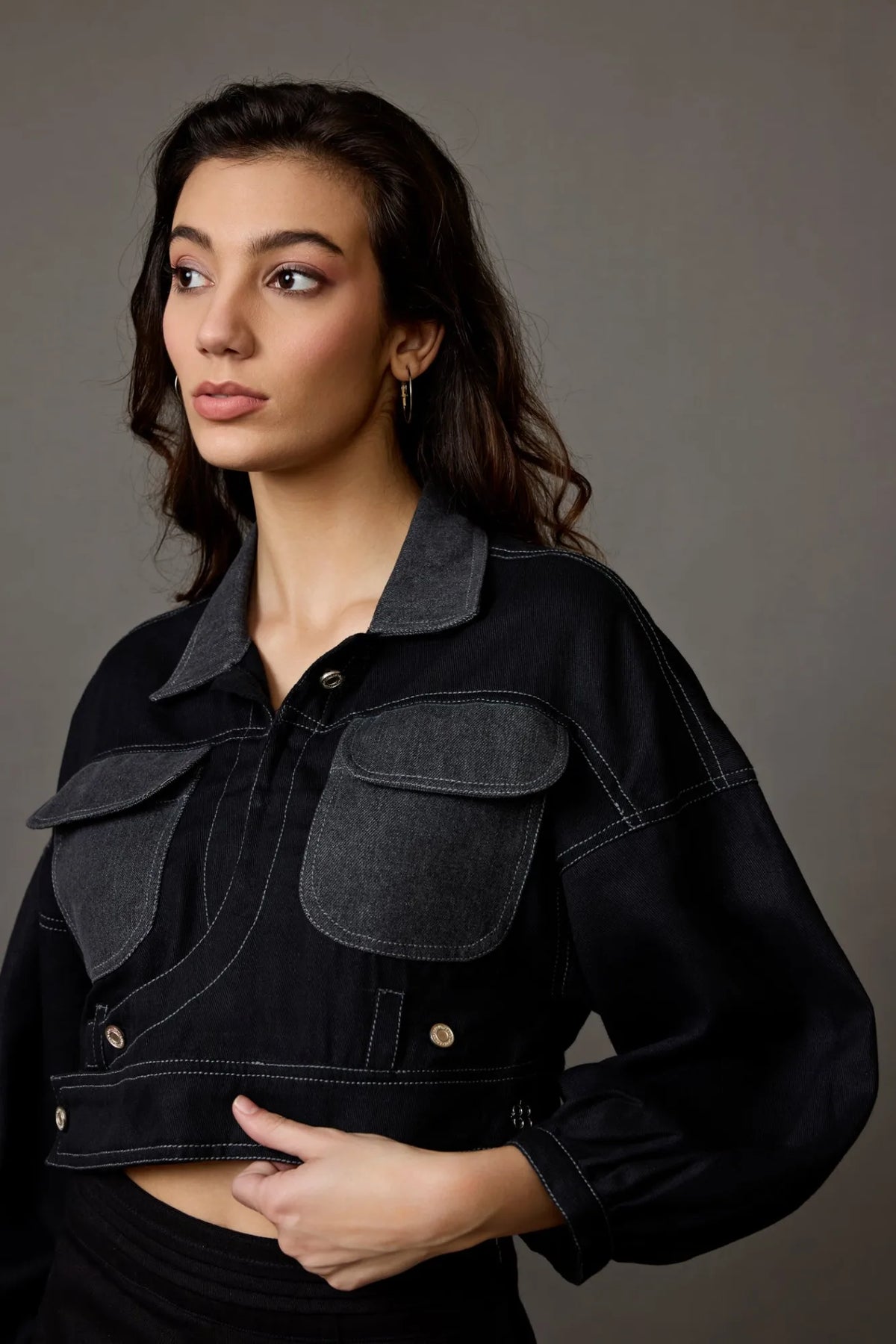 Two-Tone Bomber Jacket with pockets