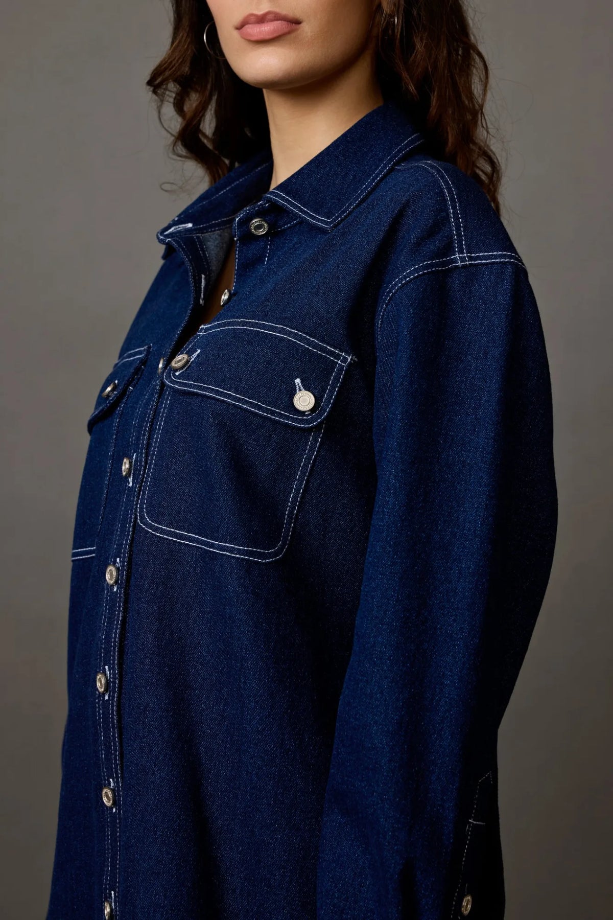 Midnight Blue Denim Jacket with Reflective Patch