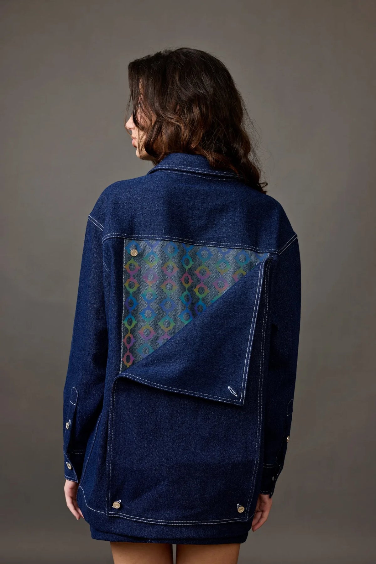 Midnight Blue Denim Jacket with Reflective Patch