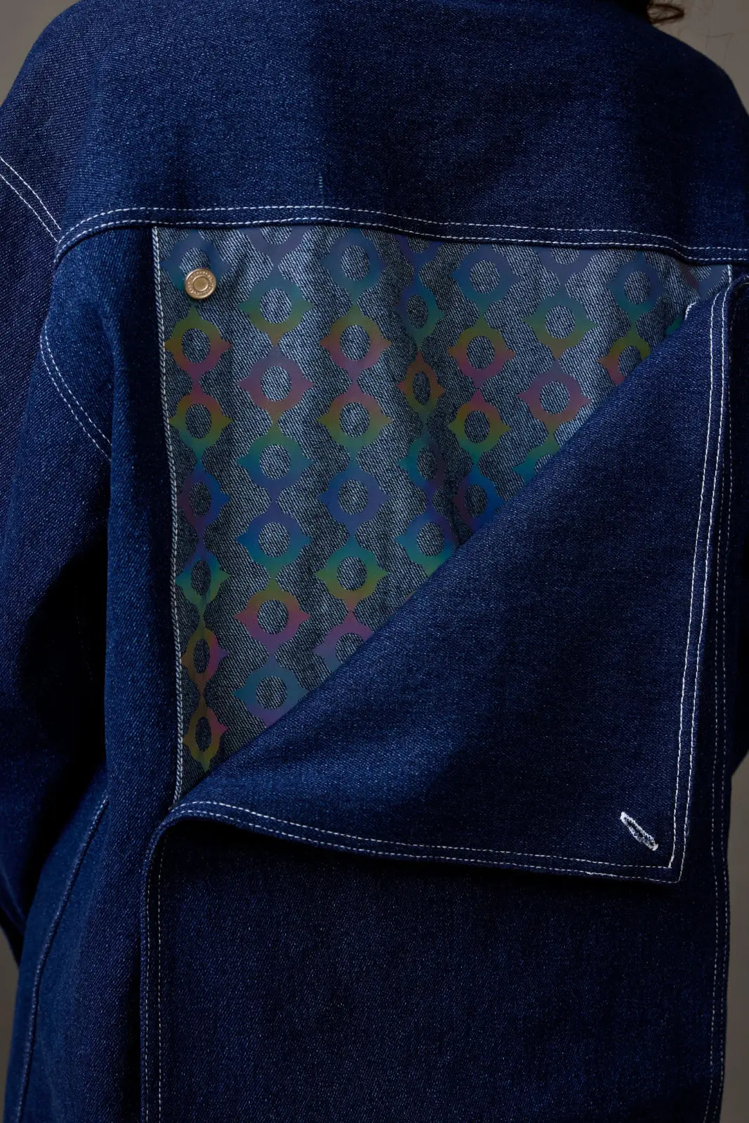 Midnight Blue Denim Jacket with Reflective Patch