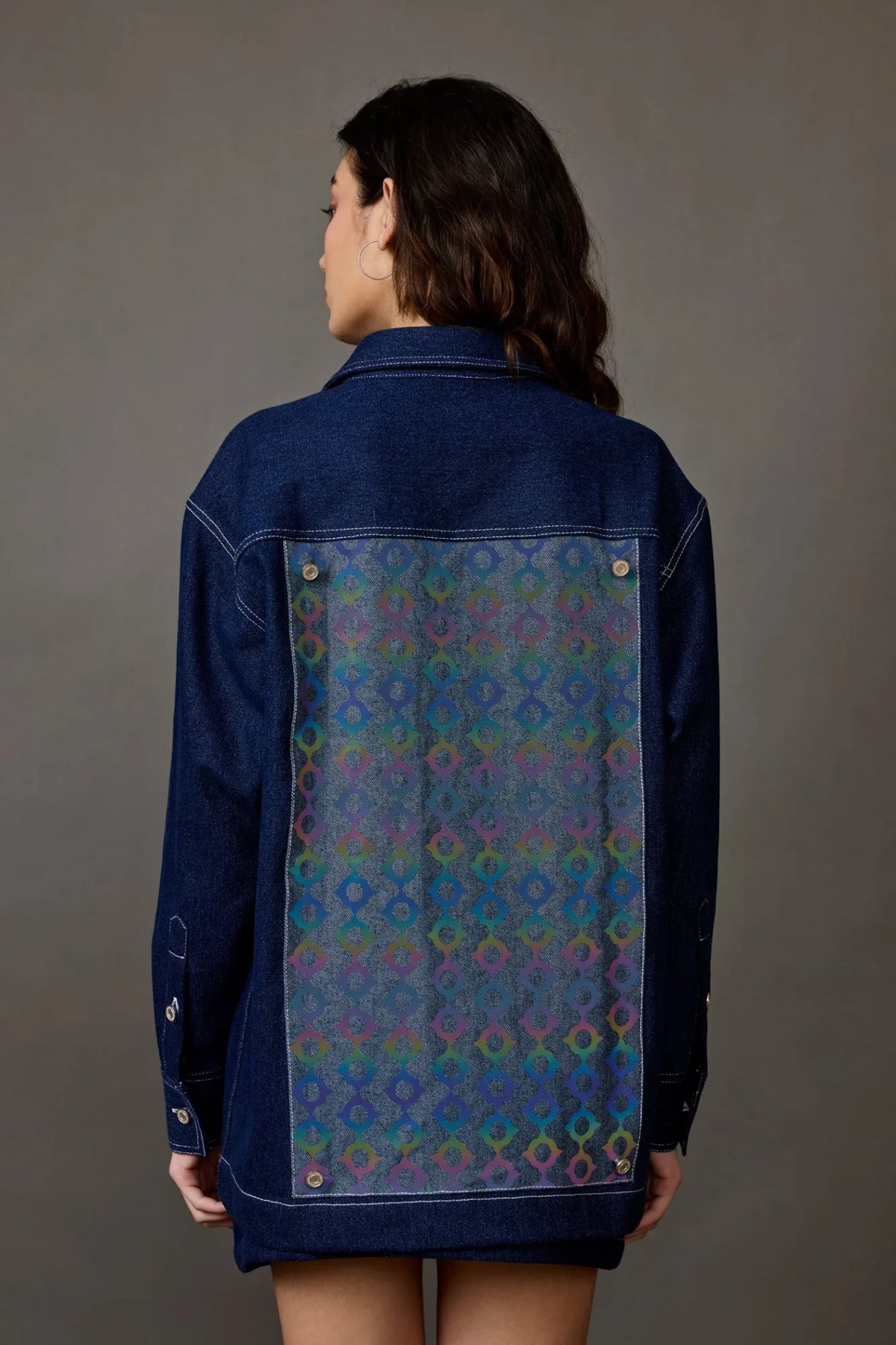 Midnight Blue Denim Jacket with Reflective Patch