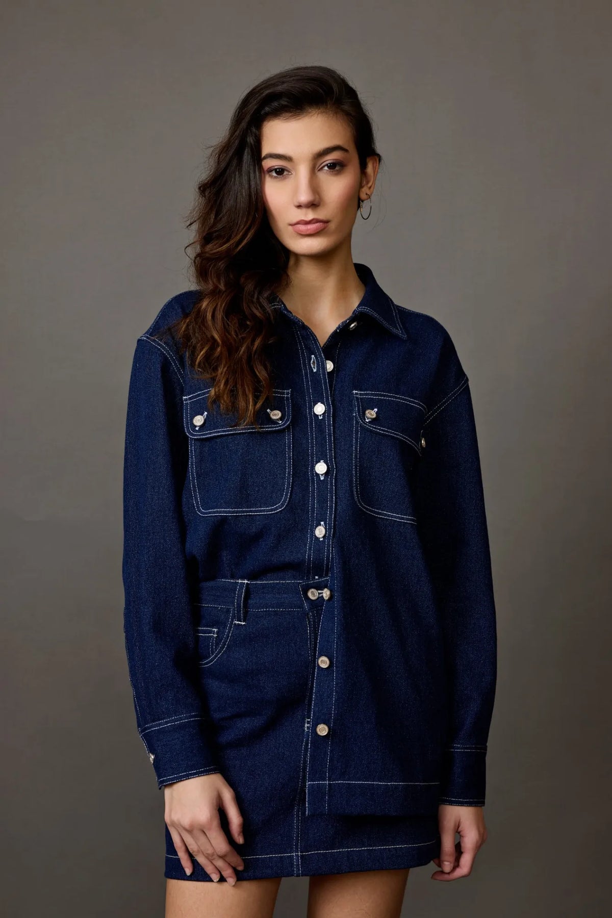 Midnight Blue Denim Jacket with Reflective Patch