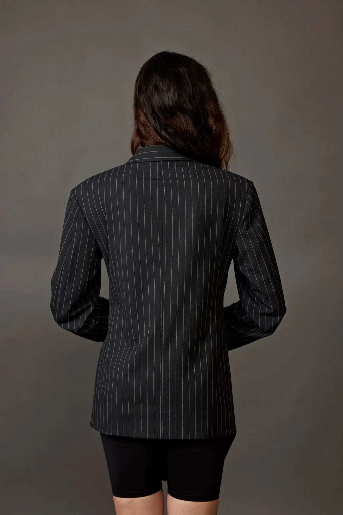 Grey Asymmetrical Blazer with Tic Tac Toe Pocket Details