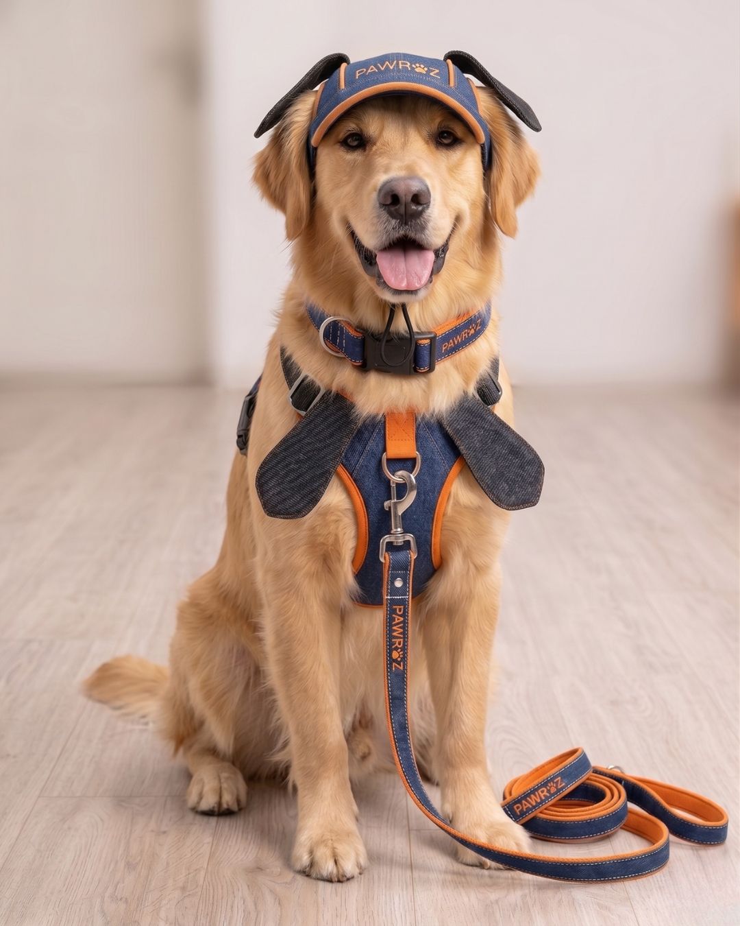 Navy Orange Goofy Play Dog Harness