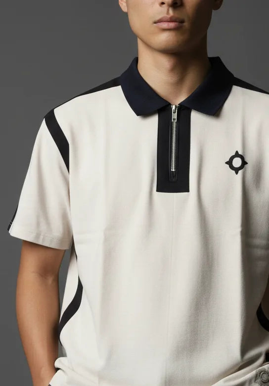 White and Black Checkmate Polo Shirt