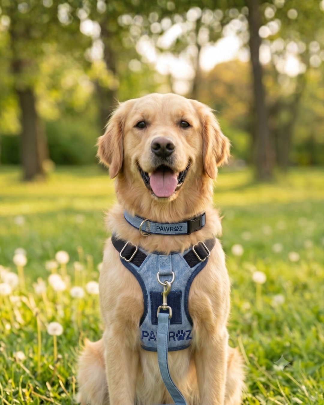 Two-Tone Blue Denim Dog Harness