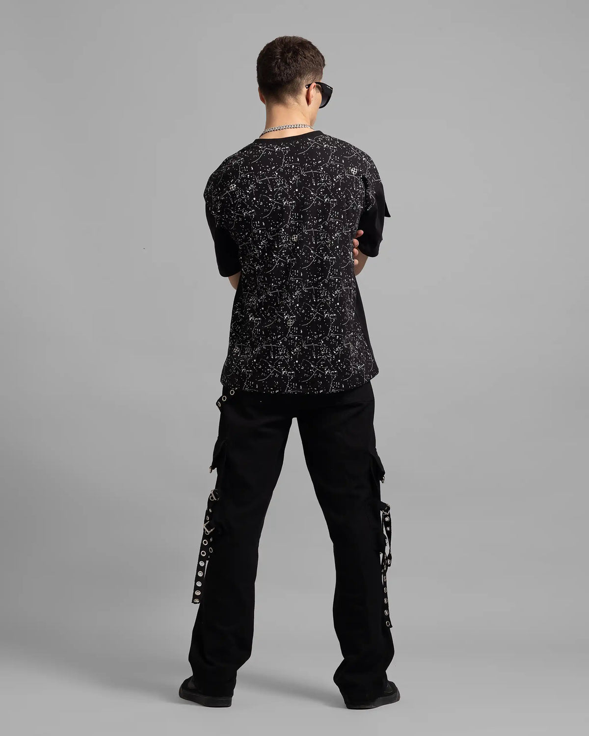 Multi Pocket Black Denim Cargo Pants