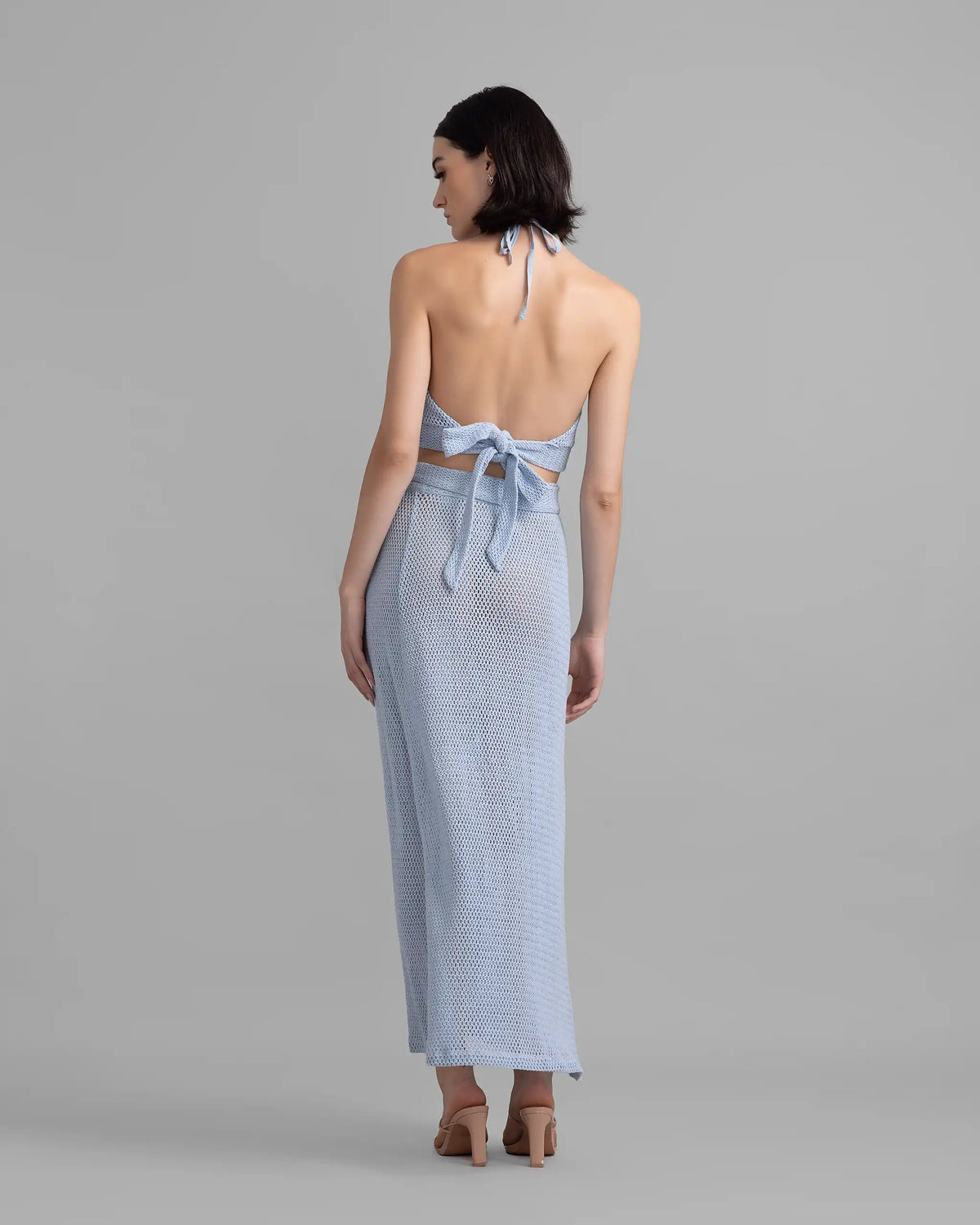 Blue Mesh Cover Up Maxi Beach Skirt
