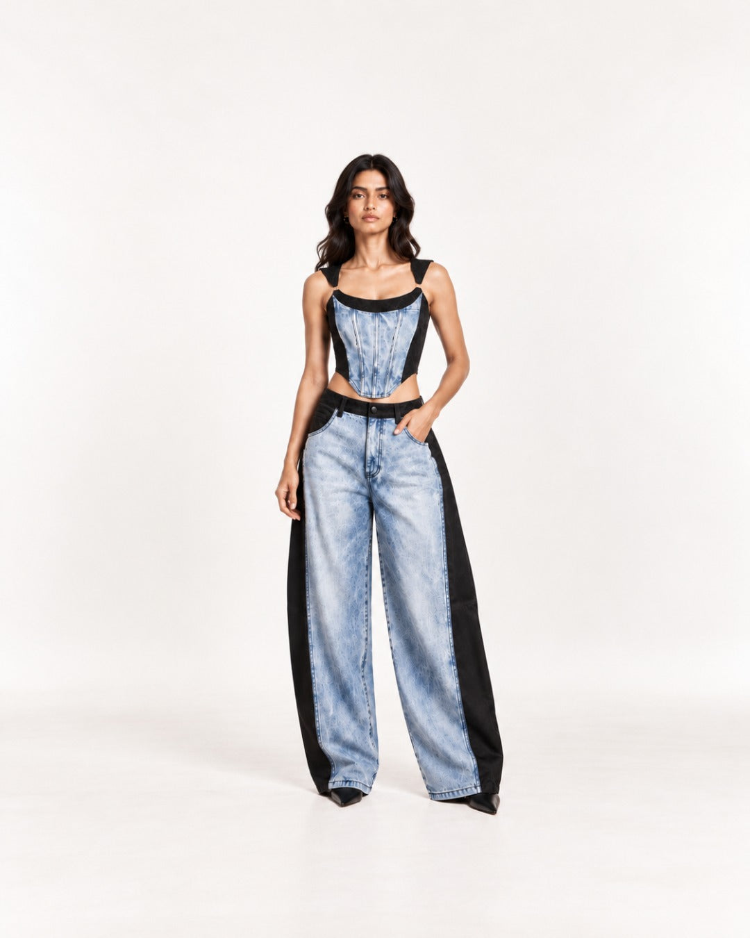 Classic Washed Denim Corset Top