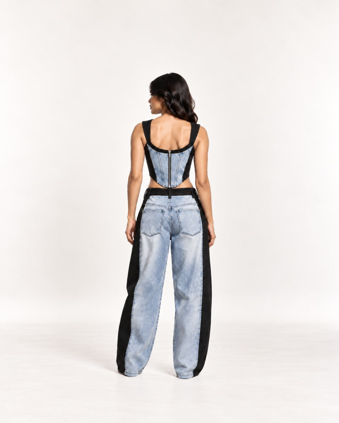 Classic Washed Denim Corset Top