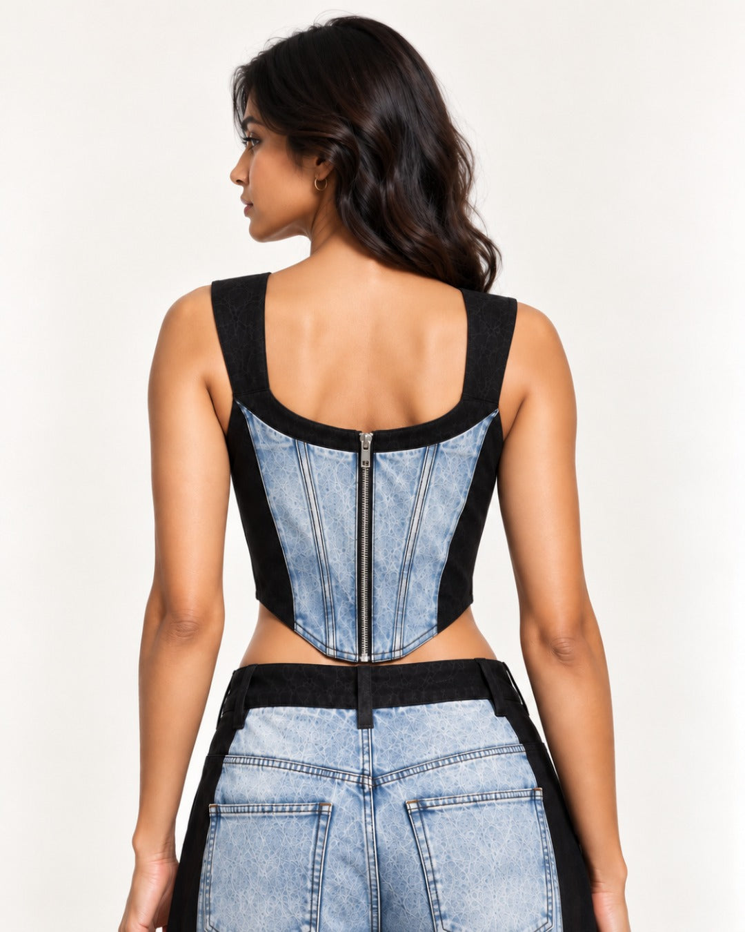Classic Washed Denim Corset Top
