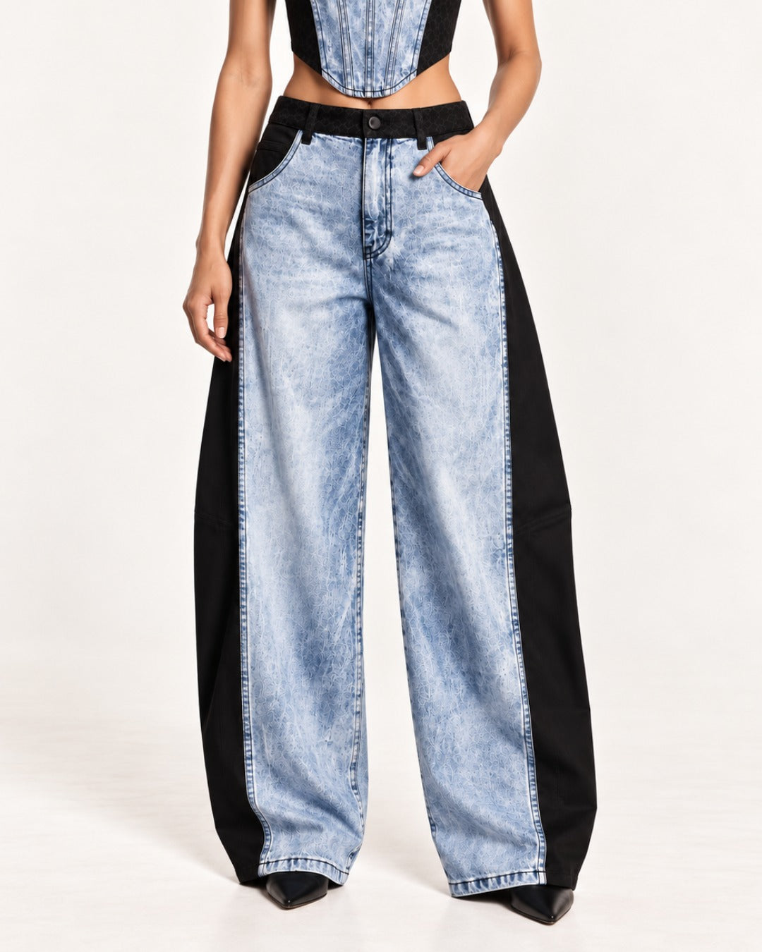 Classic Washed Denim Barrel Pants