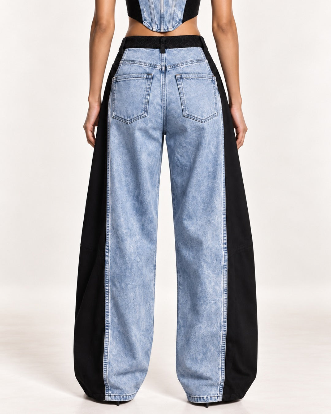 Classic Washed Denim Barrel Pants