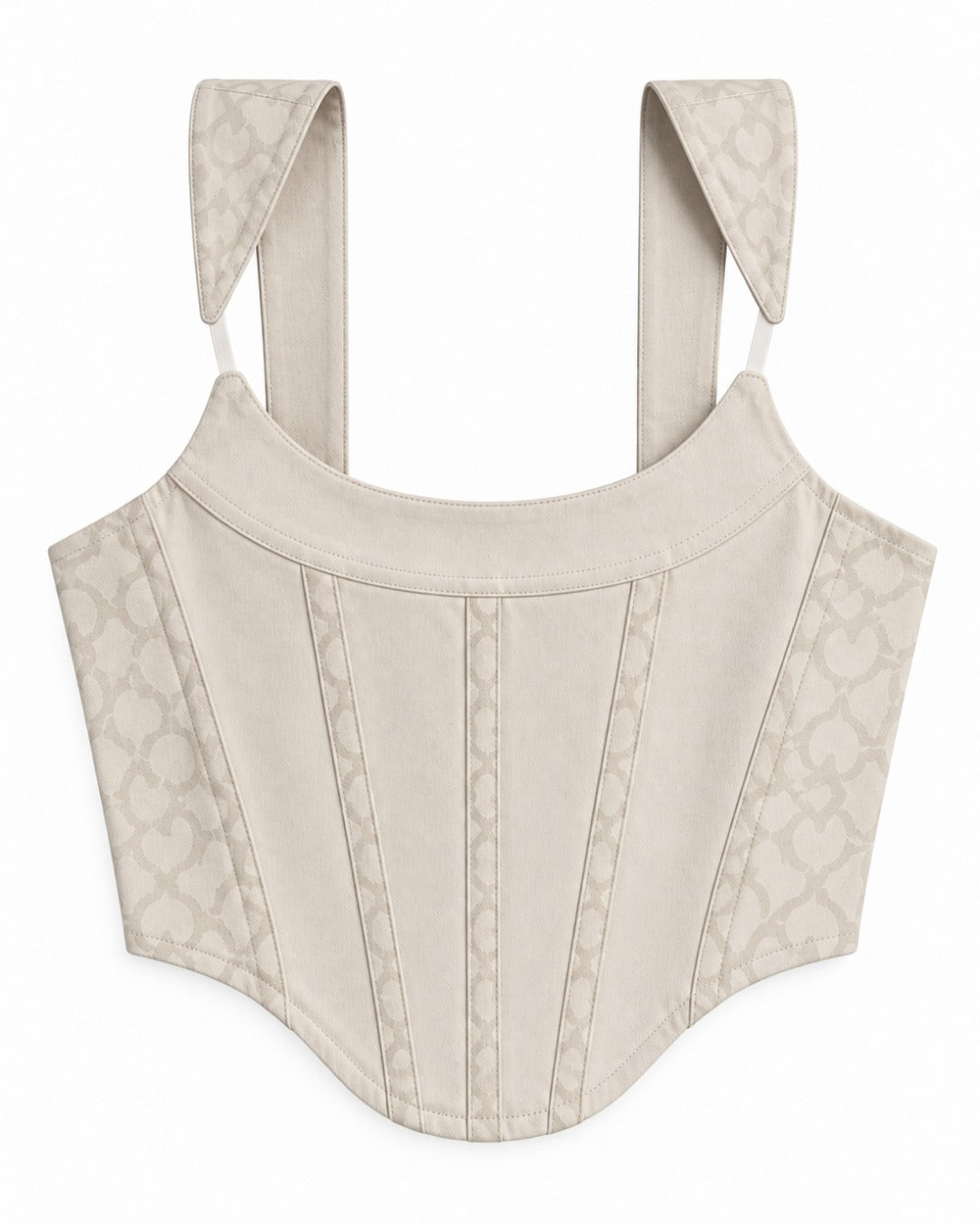 Two-Tone White False Strap Corset Top