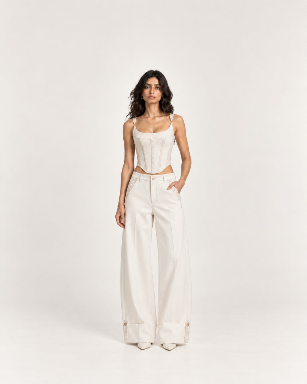 High Rise Straight Fit White Pants