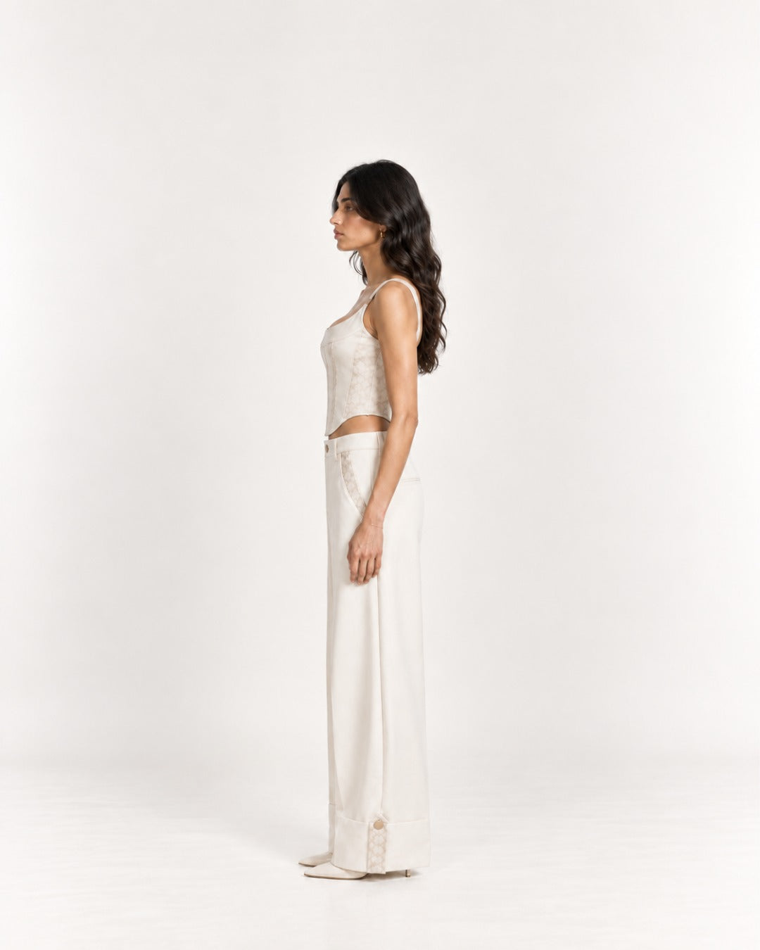 High Rise Straight Fit White Pants