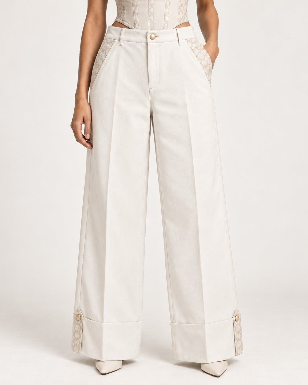 High Rise Straight Fit White Pants