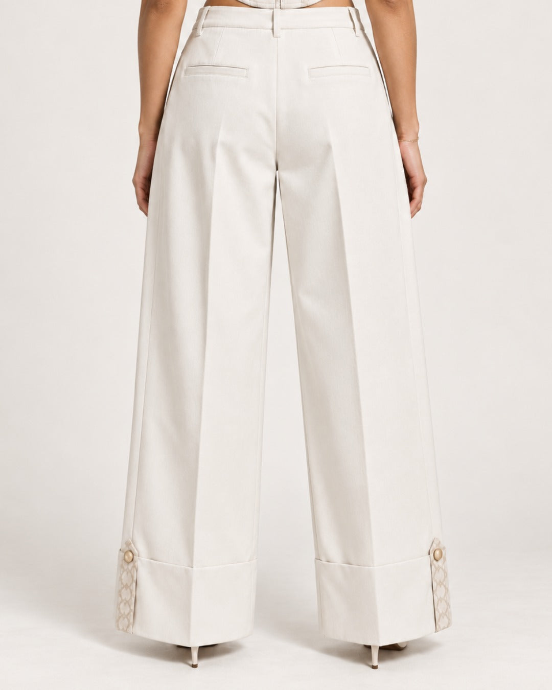 High Rise Straight Fit White Pants