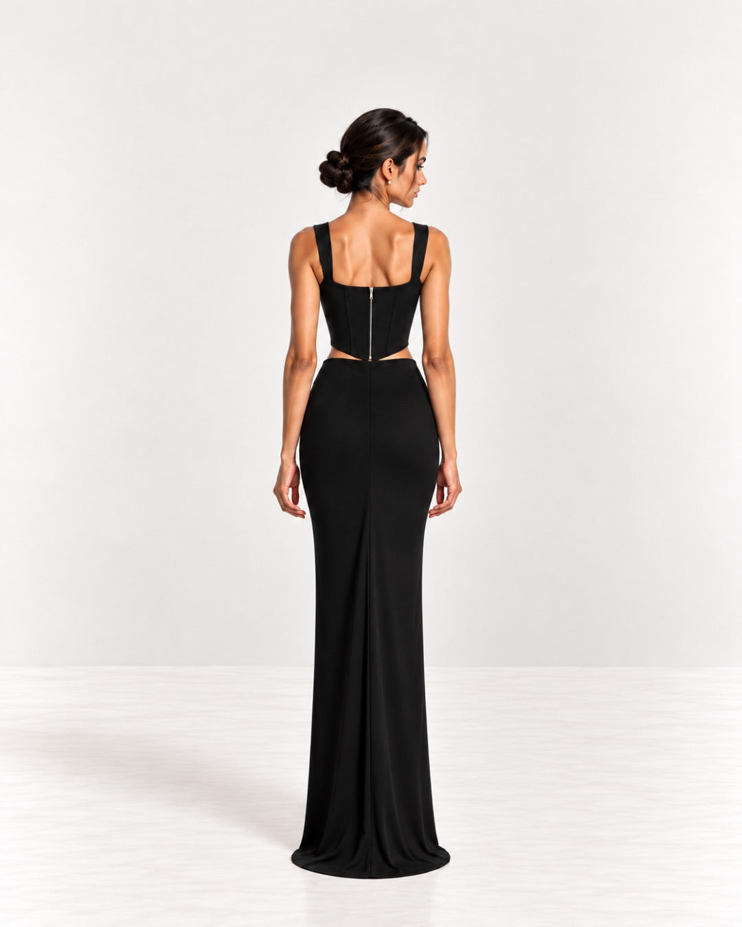Black Maxi Front Frill Skirt