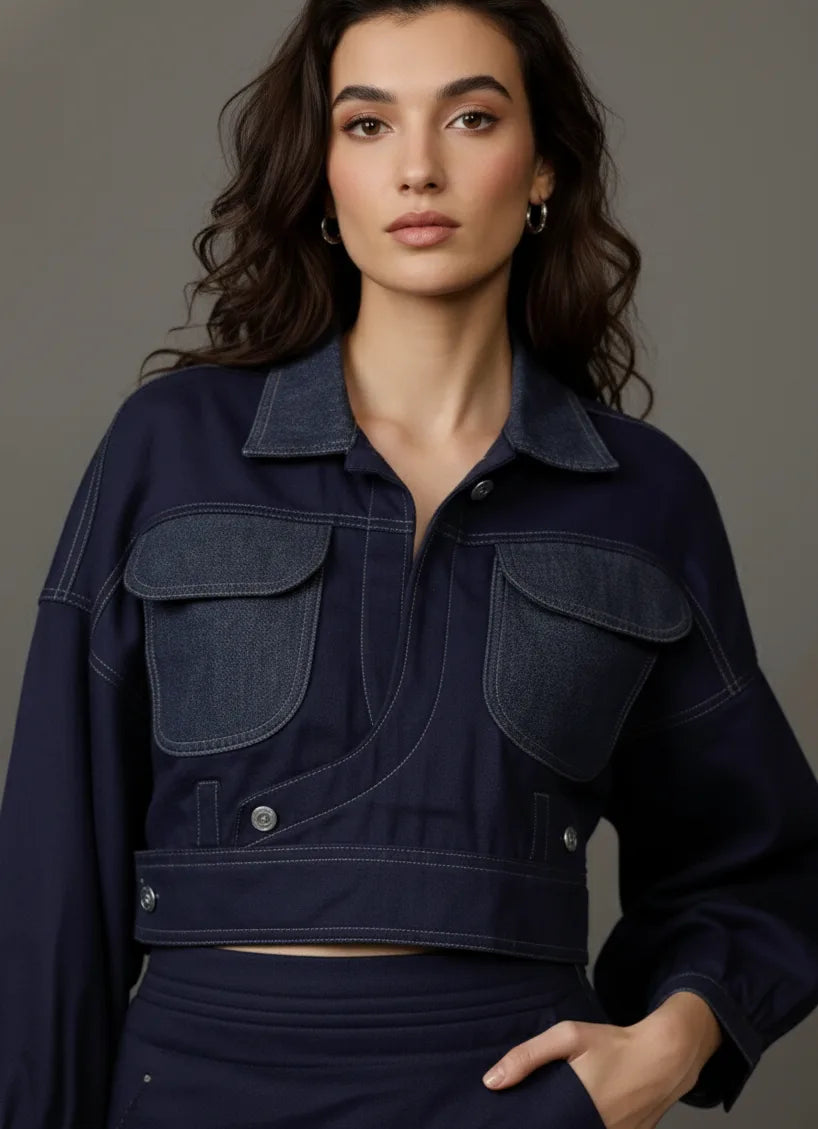 Two-Tone Bomber Jacket with pockets