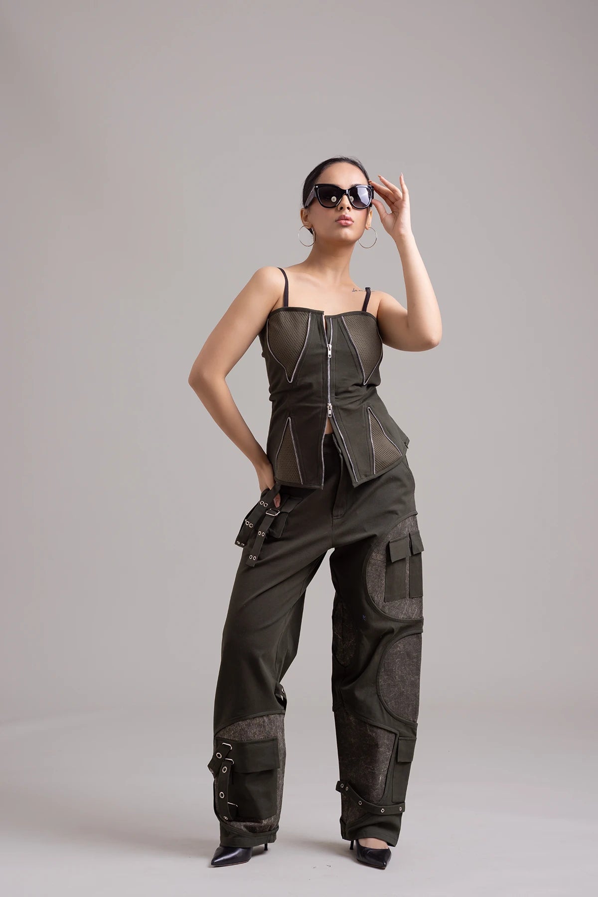 Olive Green Structured Corset Top