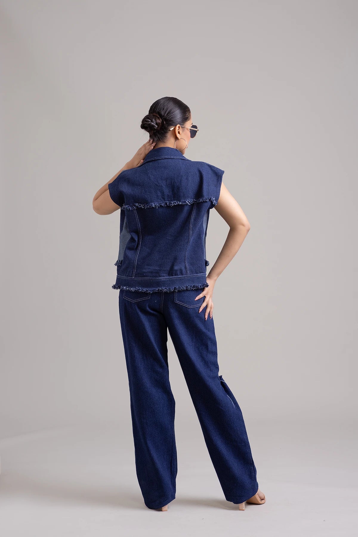 Midnight Blue Relaxed Fit High Rise Denim Pants