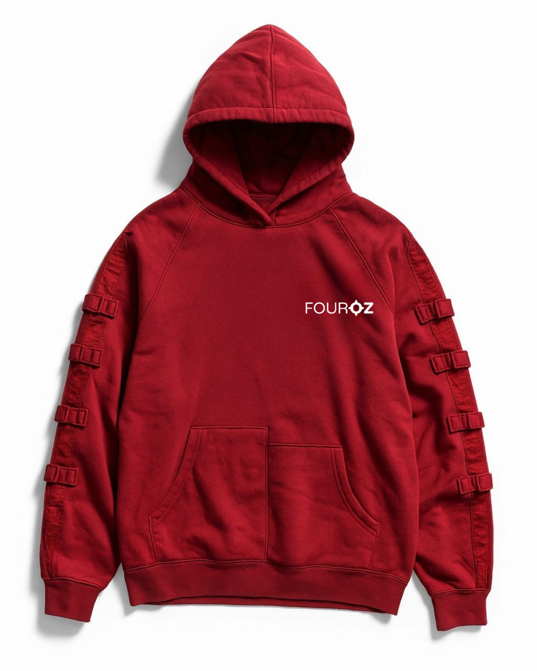 Red Oversized Hoodie with Strap Details