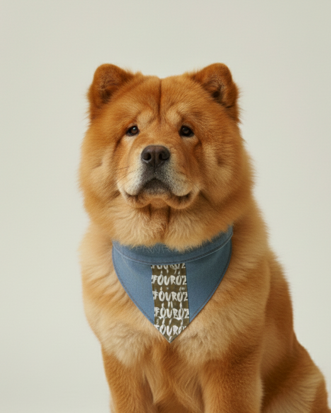 Beige Printed Side Panel Denim Dog Jacket and Bandana Set