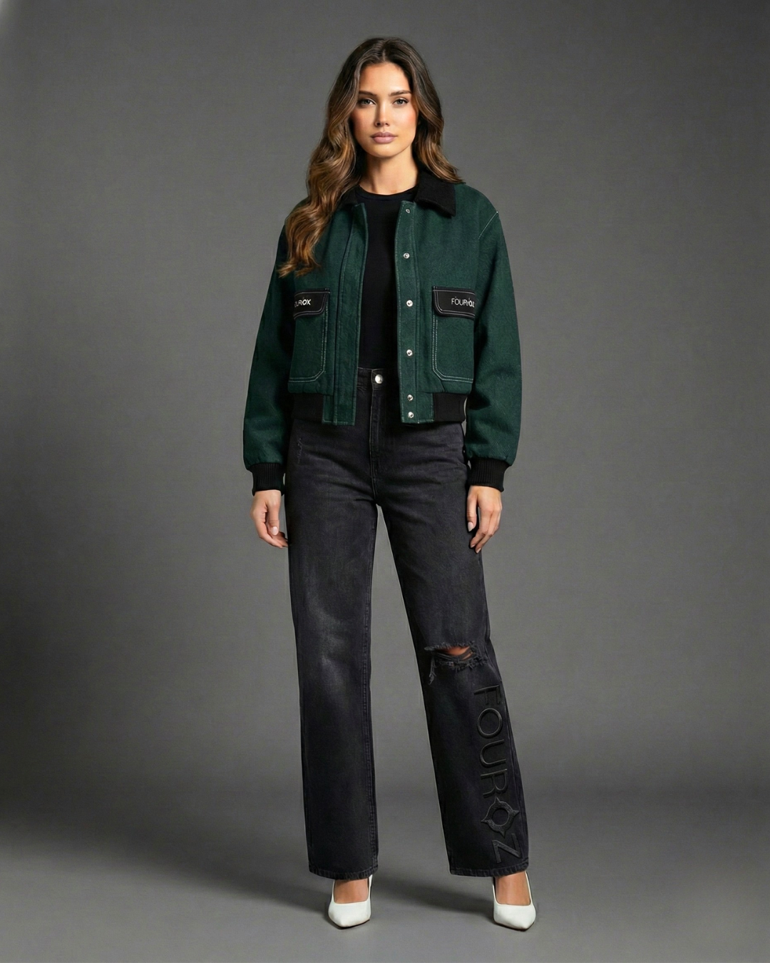 Green Denim Utility Jacket