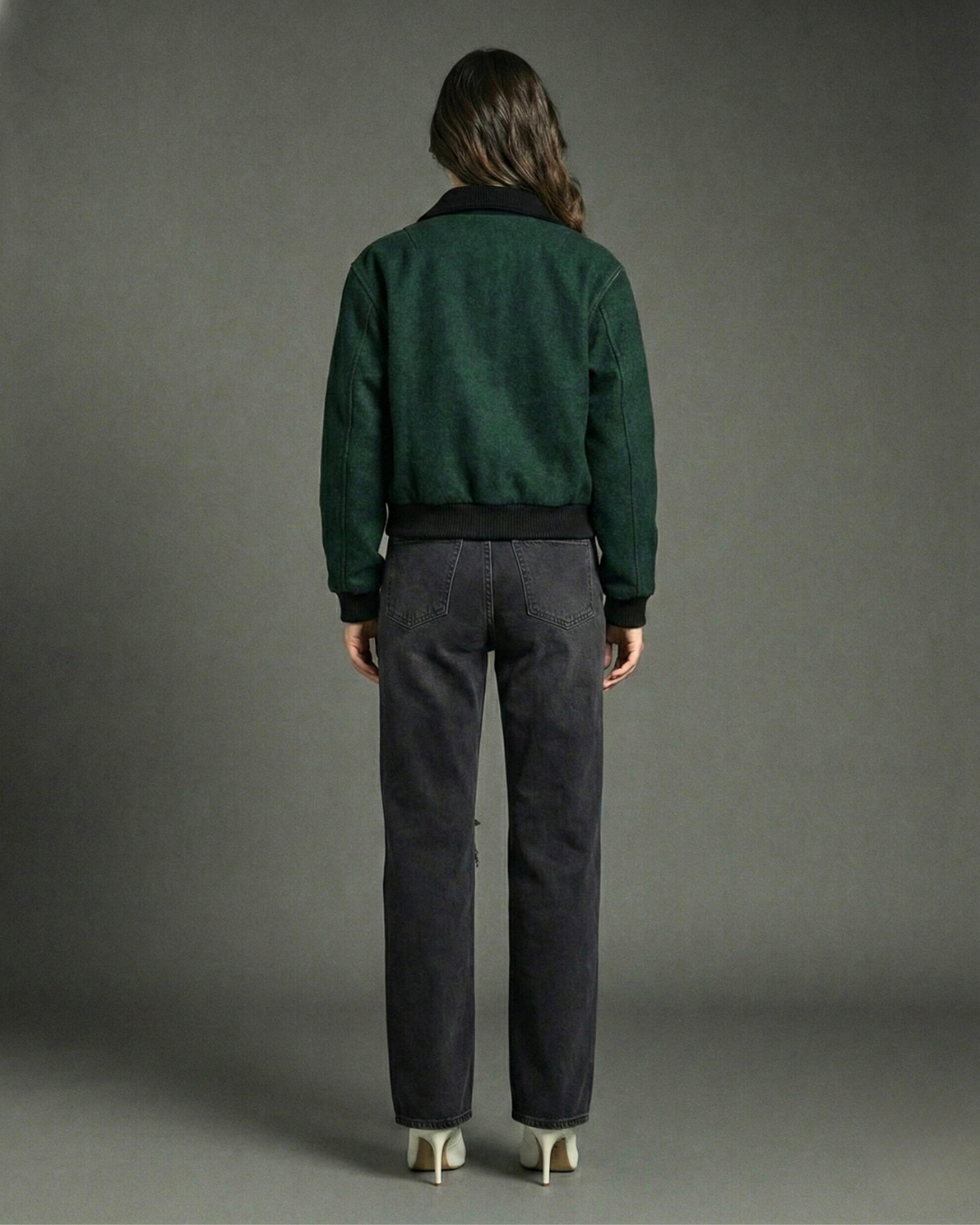 Black Straight Leg Fouroz Detail Denim Pants