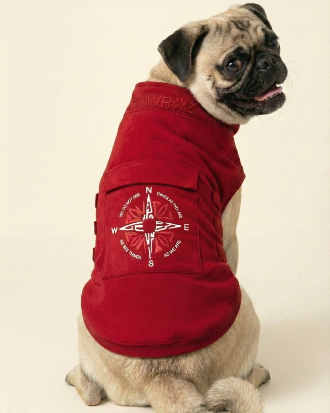 Pawroz Red Sweatshirt and Bandana set with Compass print