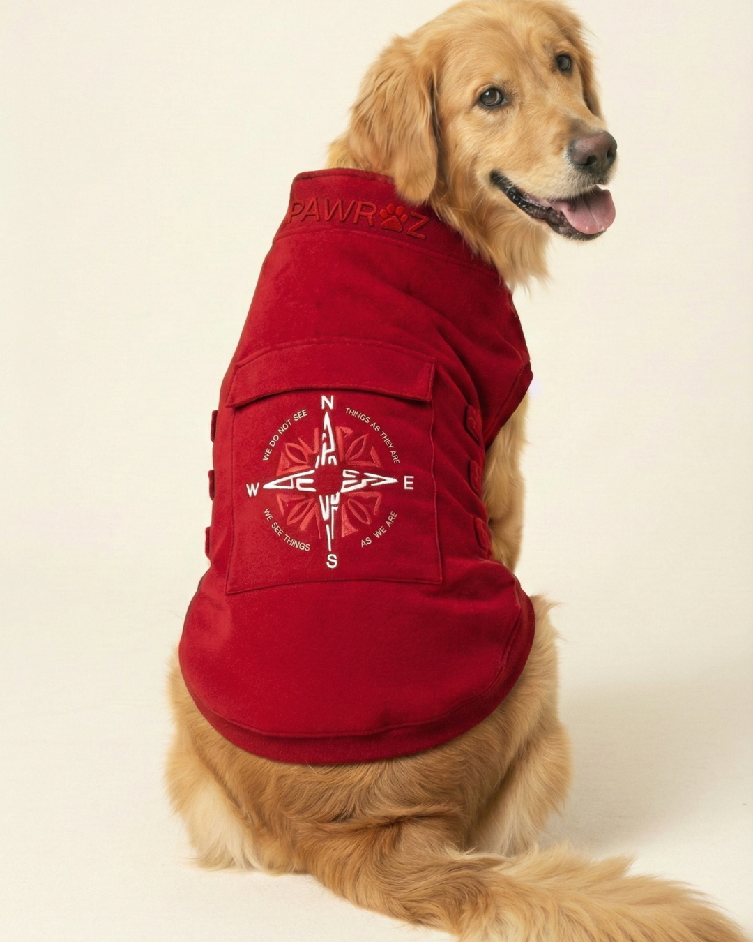 Pawroz Red Sweatshirt and Bandana set with Compass print