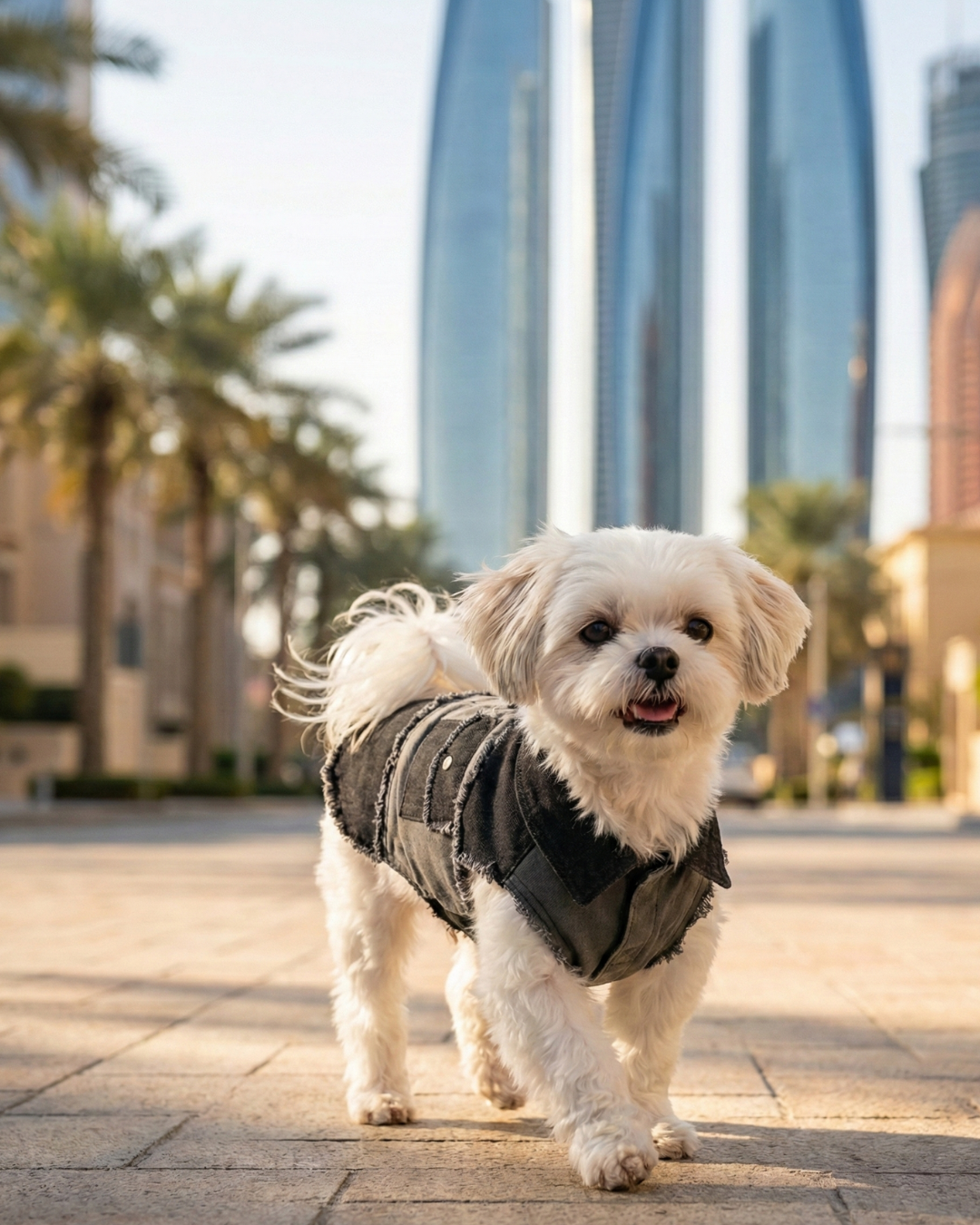 Black and Grey Patched Urban Dog Shaket and Bandana Set