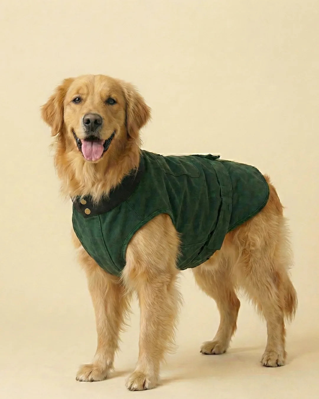 Green Washed Collar Detail Dog Jacket