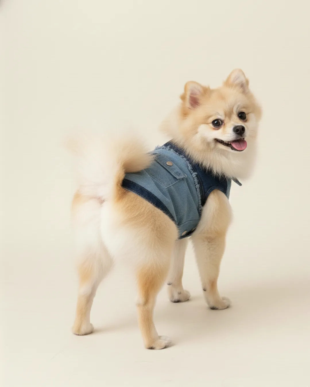Two Tone Blue Denim Jetsetters Patched Dog Jacket