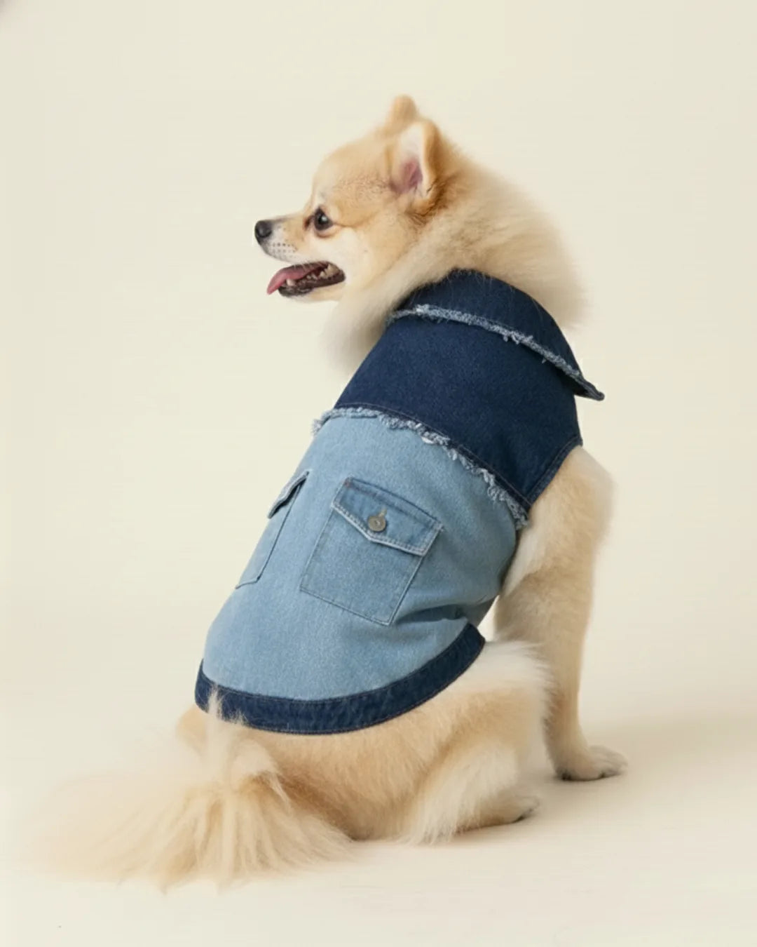 Two Tone Blue Denim Jetsetters Patched Dog Jacket