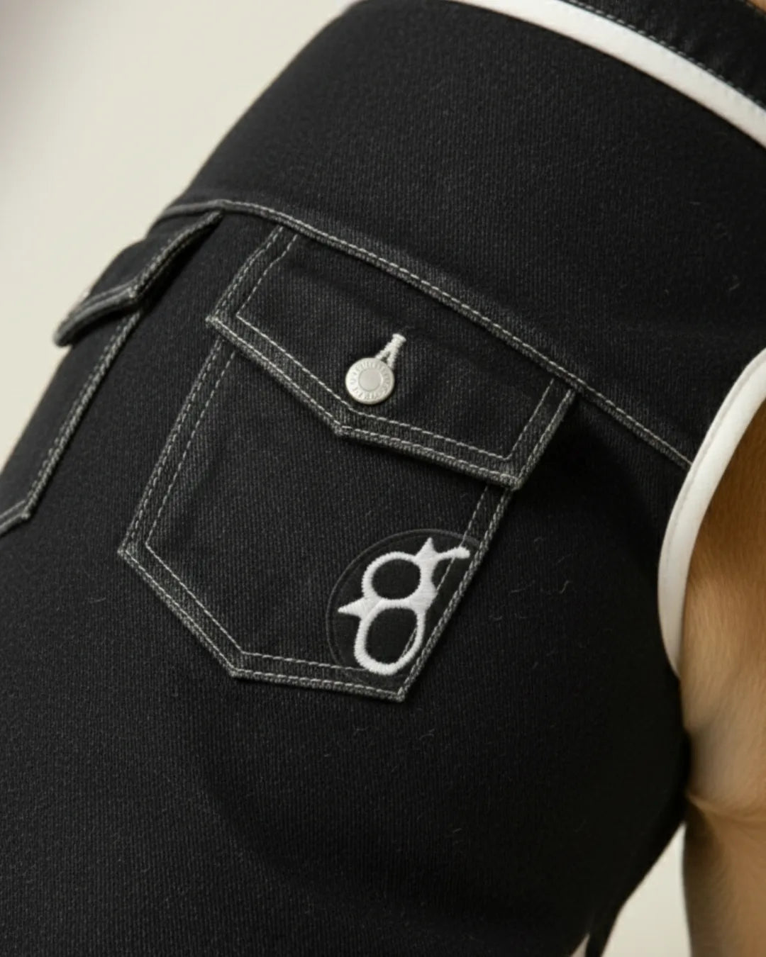 Black Contrast Stripe Dog Jacket