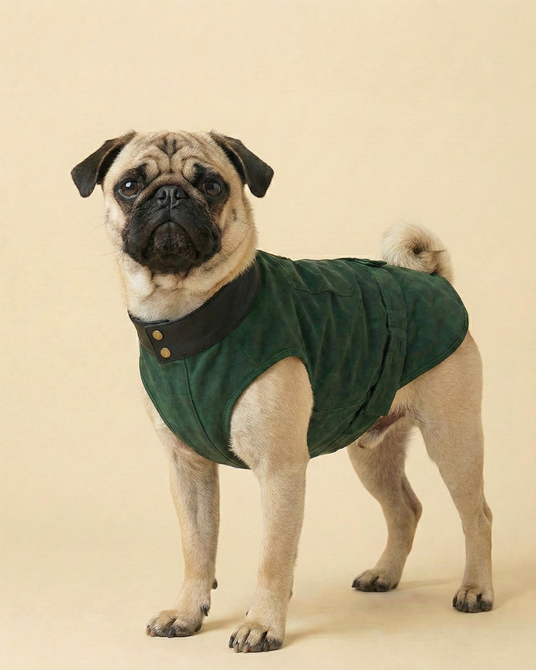 Pawroz Green washed Collar detail Dog Jacket and Bandana set
