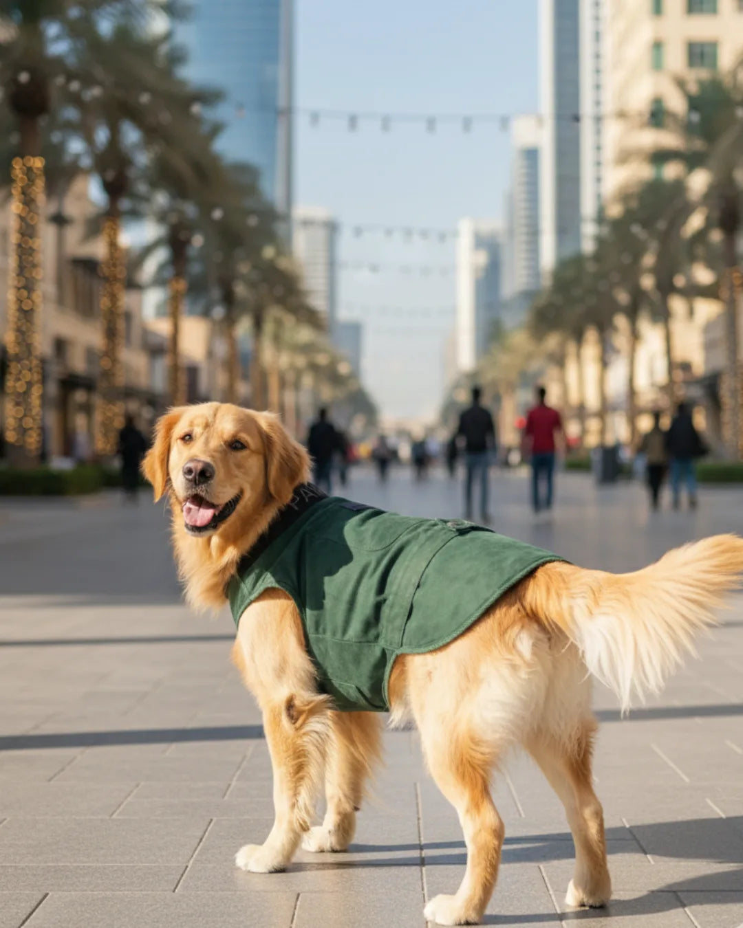 Green Washed Collar Detail Dog Jacket
