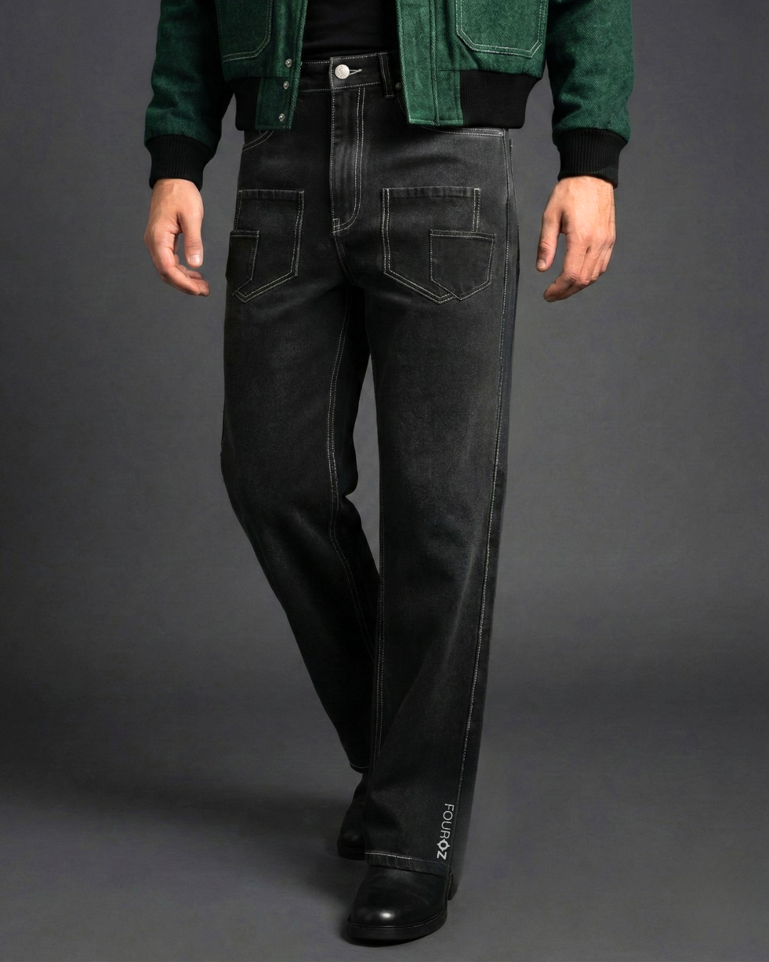 Black Pocketflip Shadow Cargo Denim Pants