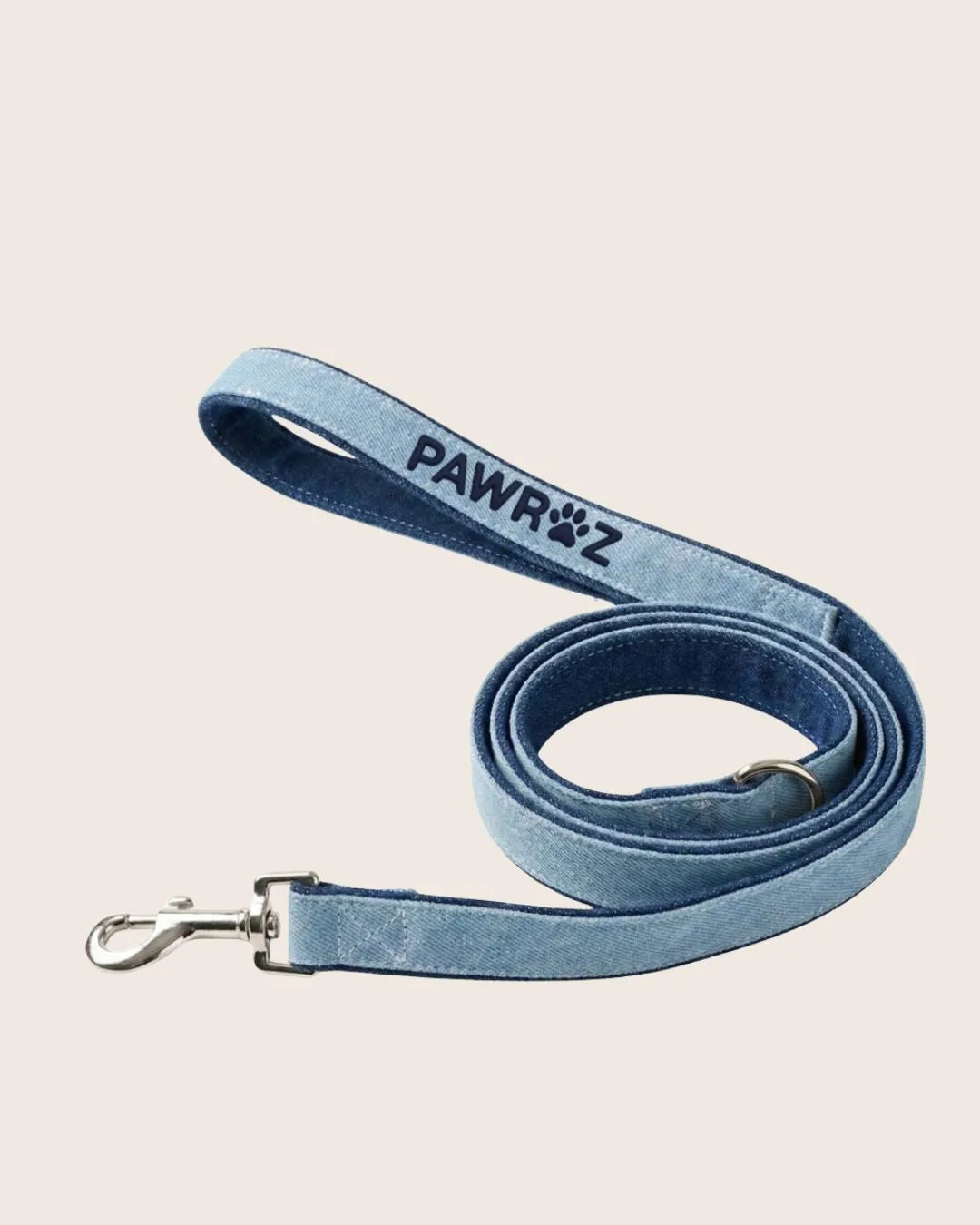 Two-Tone Blue Denim Dog Leash and Collar