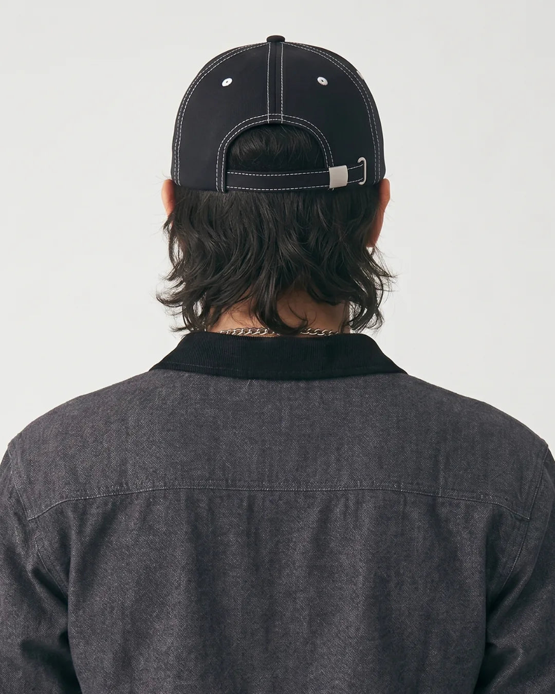 Black Street Typography Cap – FOUROZ unisex black cap – view 8