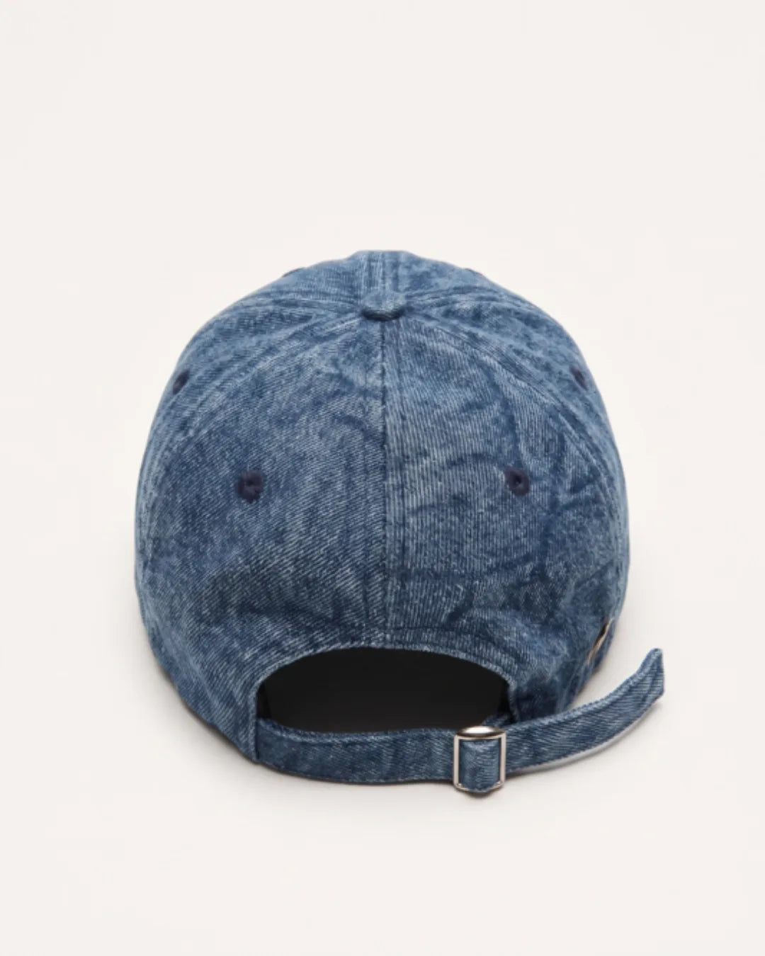 Blue Washed Denim Cap – back view with adjustable strap