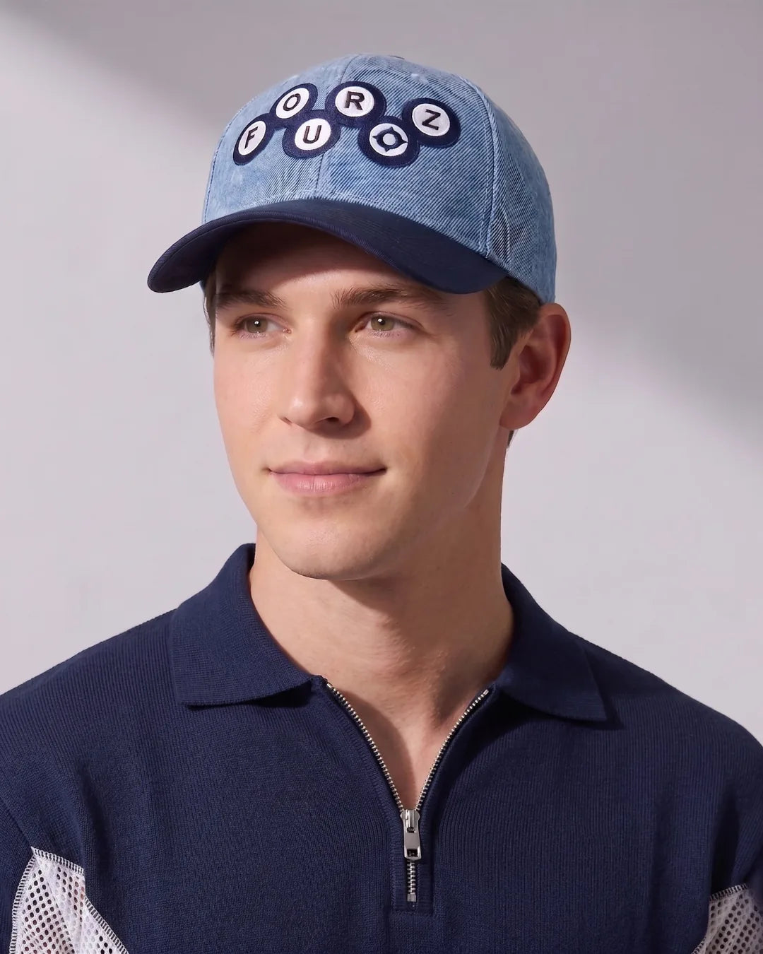 Dual Tone Logo Pool Cap – FOUROZ unisex denim cap – view 5